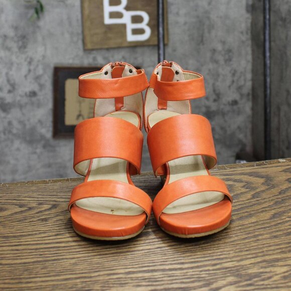 Relativity Womens Strap Zip Lindie Wedges 1673d5998333d9 Coral Orange 6M - Picture 3 of 6
